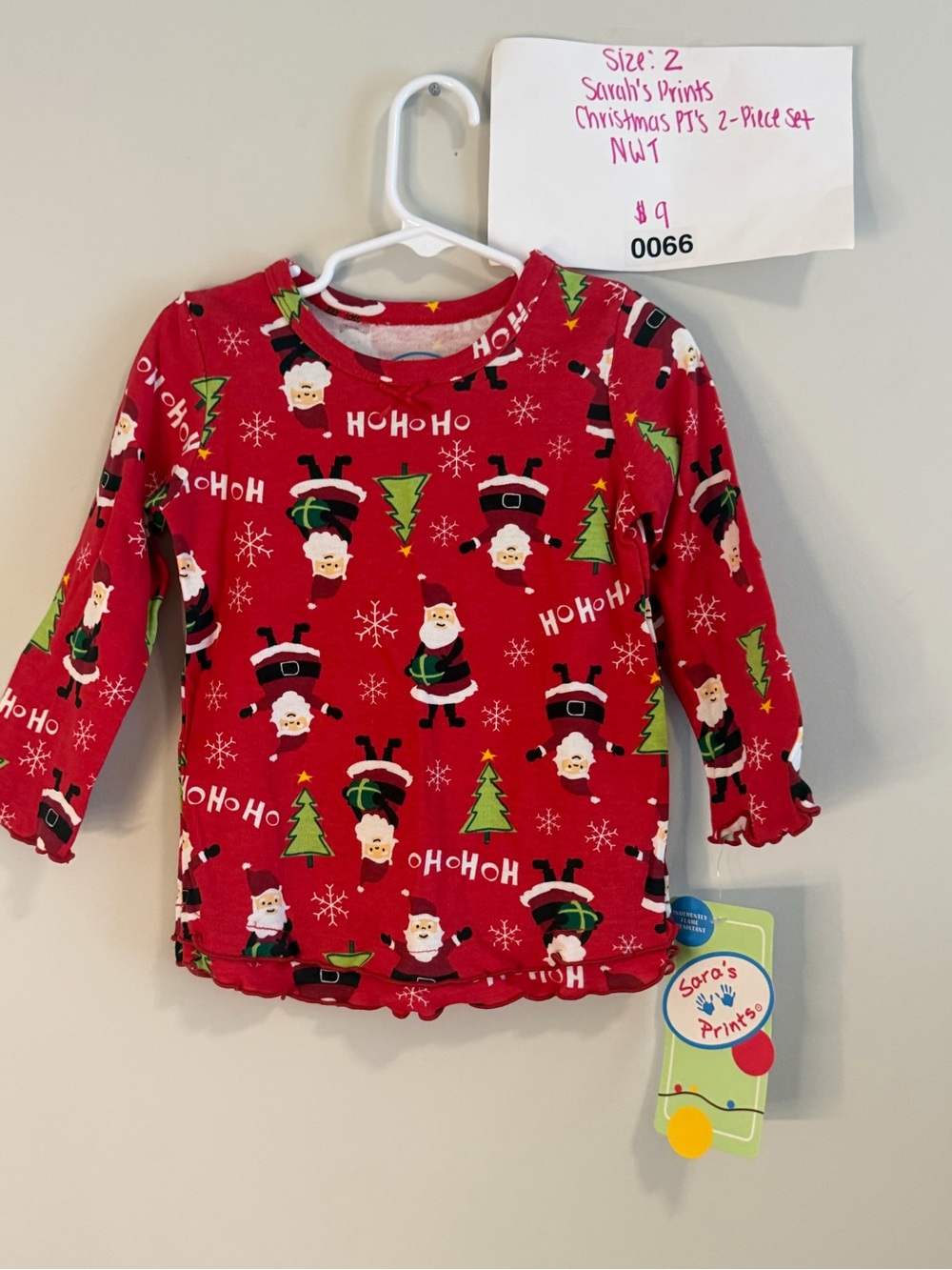 Sara's Prints Red Santa 'Ho Ho Ho' Long Sleeve Toddler Top and Bottoms
